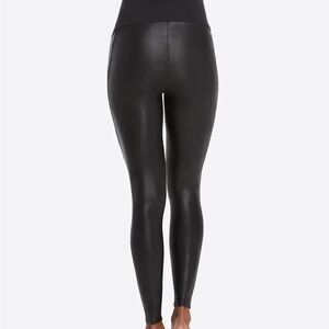 Spanx Faux Leather Black Maternity Leggings Medium